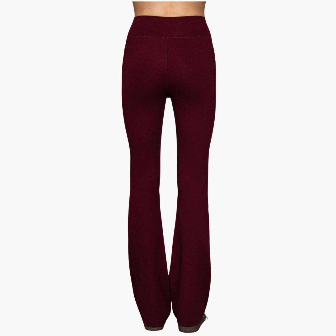Waist Band Flare Stretch Workout Long Pants