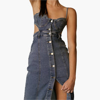 Denim Corset Midi Dress