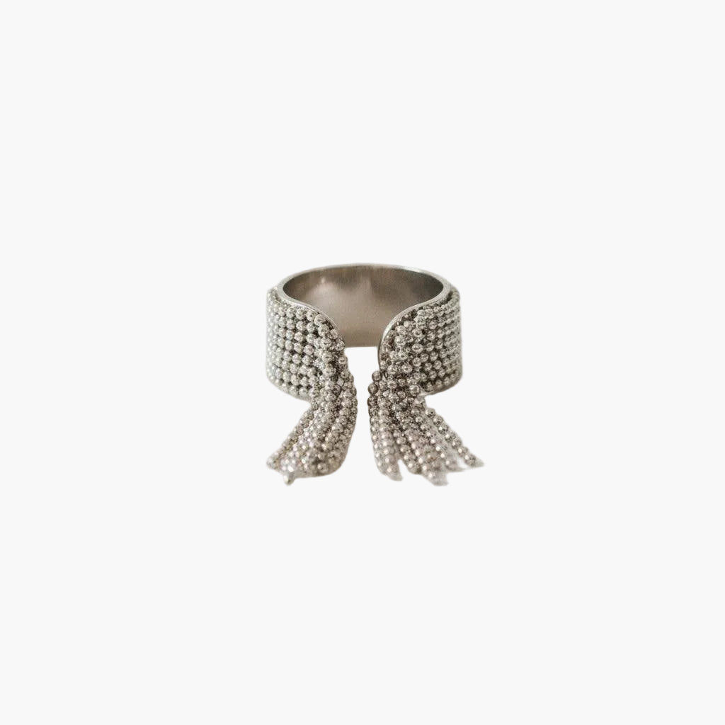 Silver Fringe Design Geometric Ring