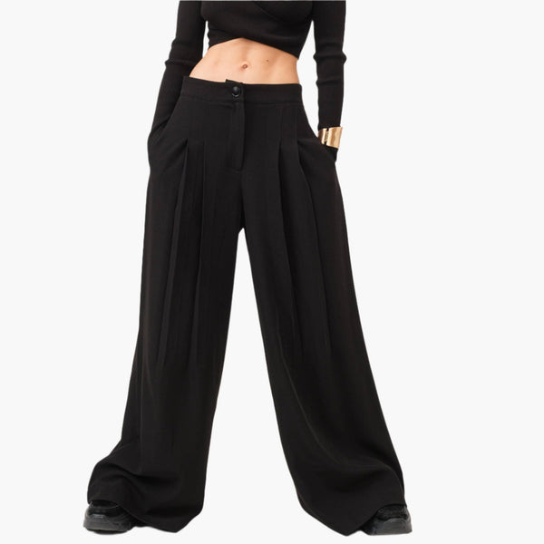 Black Wide Leg Tailored Pants