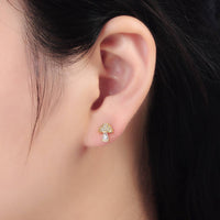 24K Gold Filled CZ Paved Mushroom Stud Earring