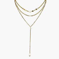 Freshwater Pearl 18K Gold Plated Triple Layer Lariat Necklace
