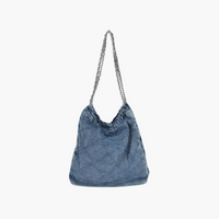Quilted Washed Denim Chain Bag