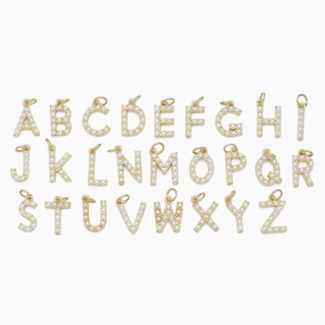 Pearl Initial Letter Charms