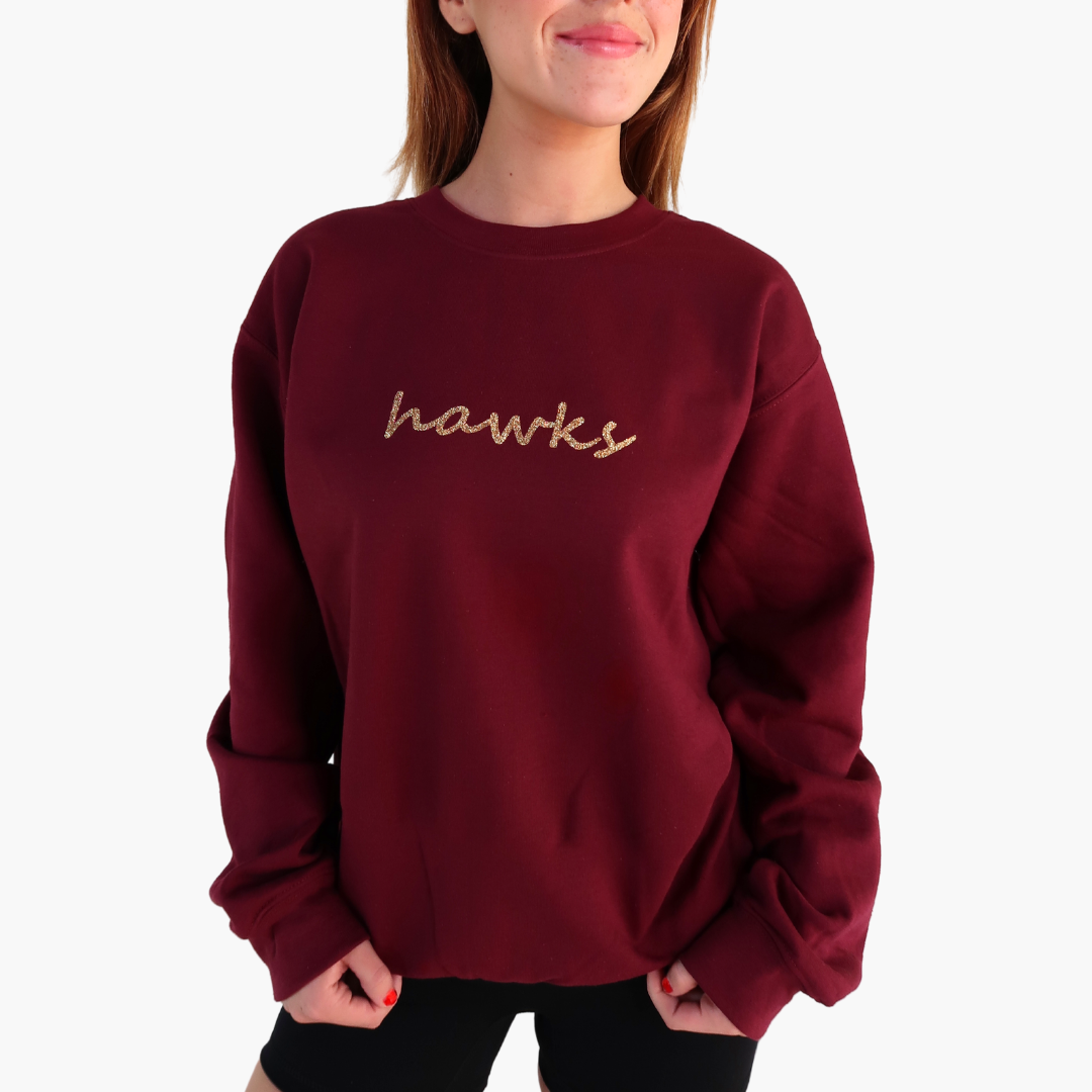 Maroon Hawks Glitter Sweatshirt