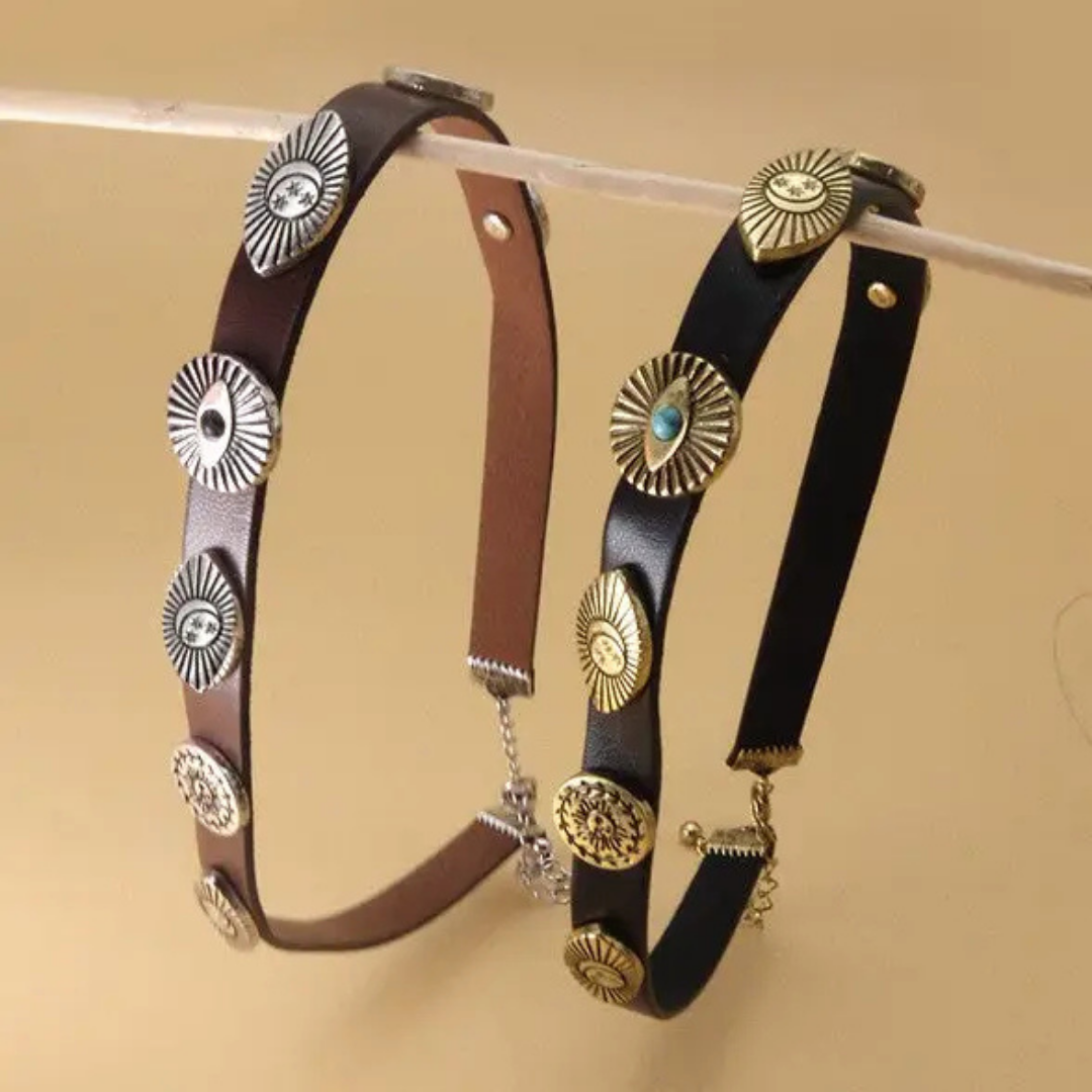 Celestial Faux Leather Choker Necklace