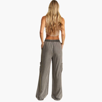 Charcoal Mineral Wash Tercel Wide Leg Pants