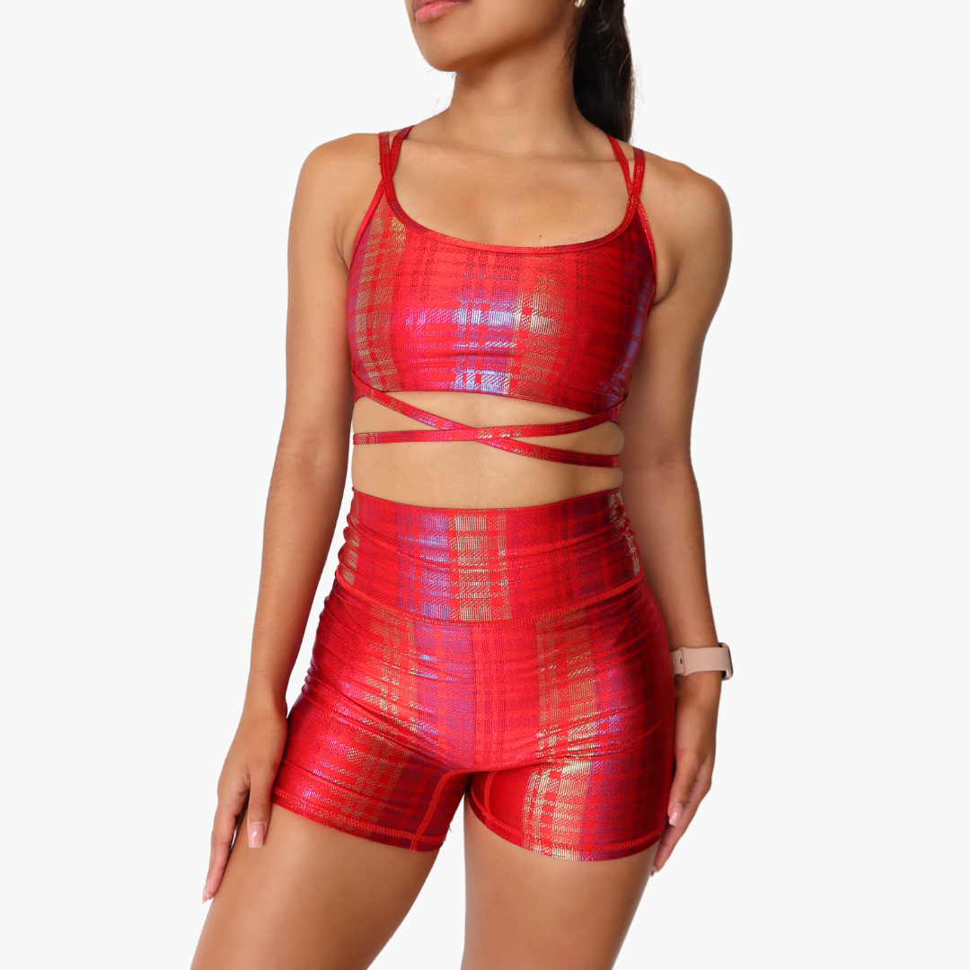 The Gym Short in Foiled Plaid