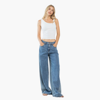 High Rise Two Tone Wide Leg Jean