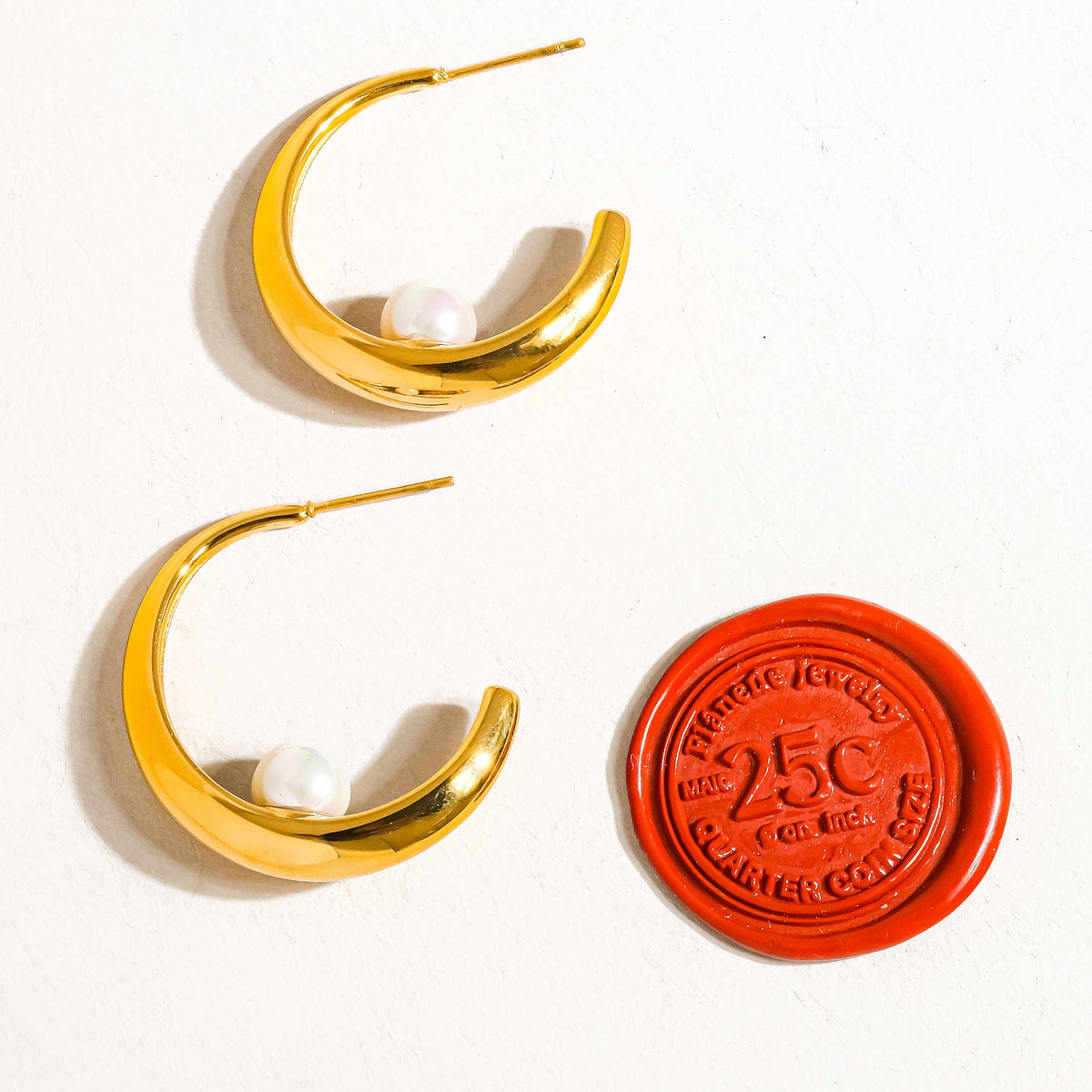 Antoine 18K Gold Non-Tarnish Hoop Pearl Earring