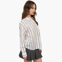Ivory Stripe Pattern Button Down Shirt