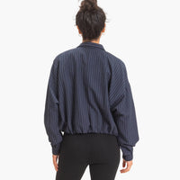 Navy Pinstripe Bubble Hem Jacket