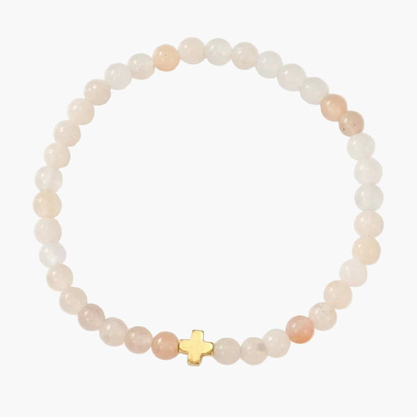 Natural Stone Cross Beaded Bracelet