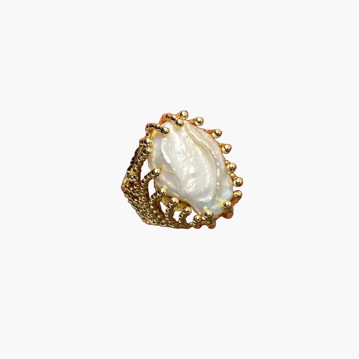 Inlaid Pearl Cocktail Ring