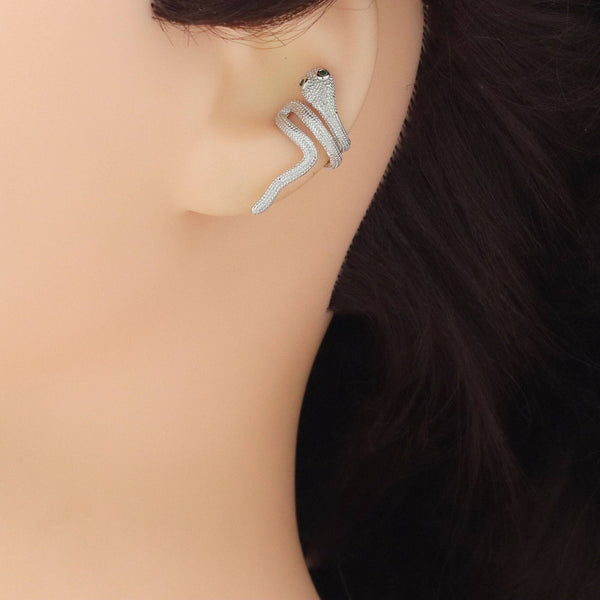 Silver Snake Wrap Ear Cuff