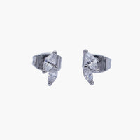 Silver 24K Gold Filled Double Marquise CZ Stud Earrings