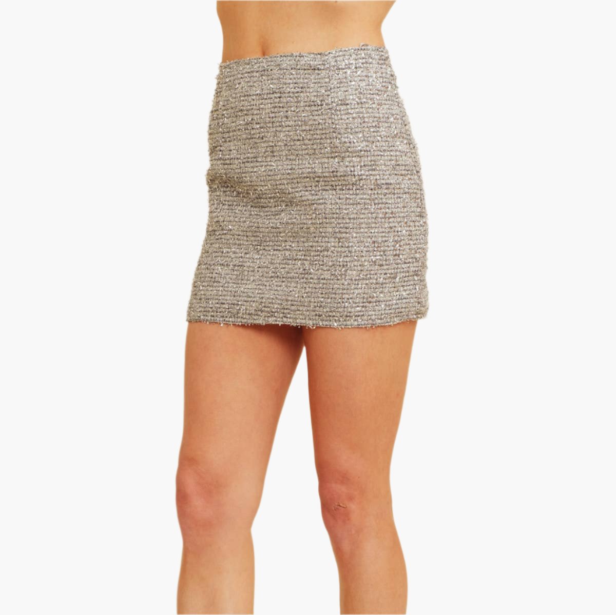 Metallic Tweed Mini Skirt