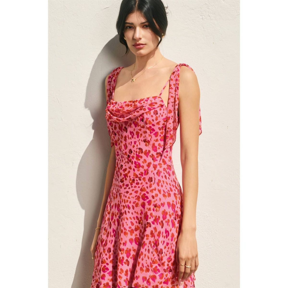 Animal Shoulder Sash Mini Dress