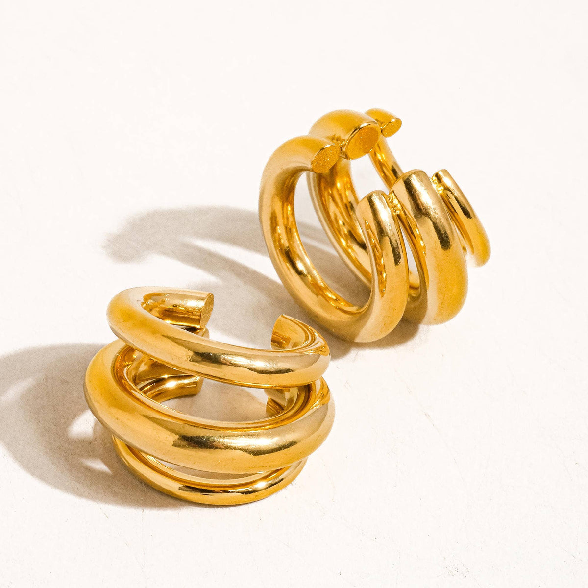 Ames 18K Gold Non-Tarnish Trilayer C Hoop Ear Cuff