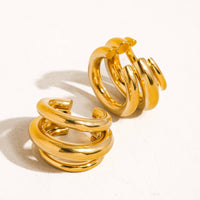 Ames 18K Gold Non-Tarnish Trilayer C Hoop Ear Cuff