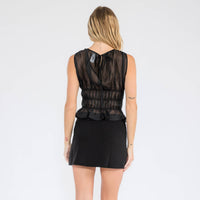 Rouched Organza Sleeveless Top