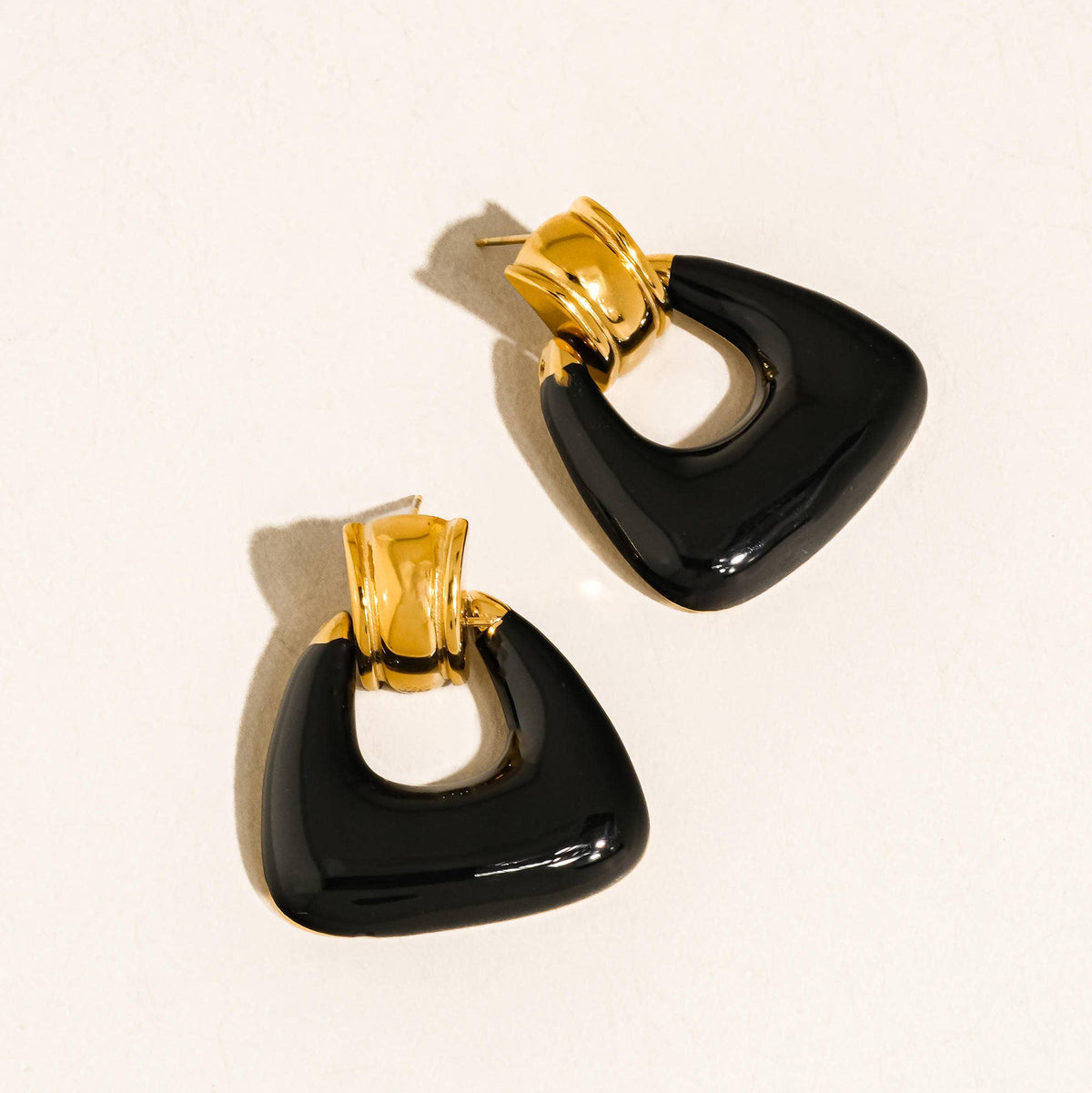 Janelle 18K Gold Non-Tarnish Enamel Geometric Drop Earrings
