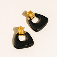 Janelle 18K Gold Non-Tarnish Enamel Geometric Drop Earrings