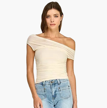 Ivory Sheer Off Shoulder Top