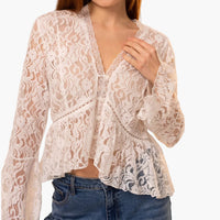 Lace Bell Sleeve Blouse