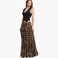 Leopard Print Woven Maxi Skirt