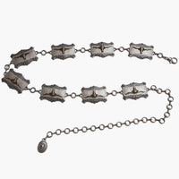 Western Long Horn Concho Metal Chain Silver/Brass