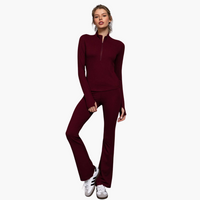 Waist Band Flare Stretch Workout Long Pants