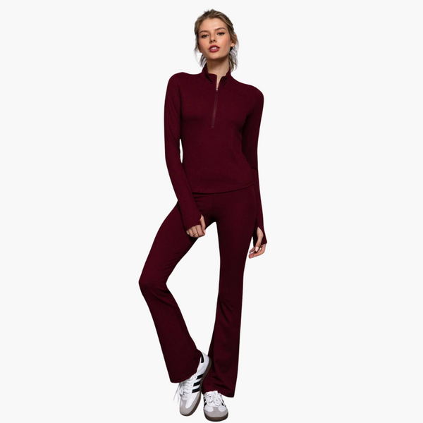 Waist Band Flare Stretch Workout Long Pants