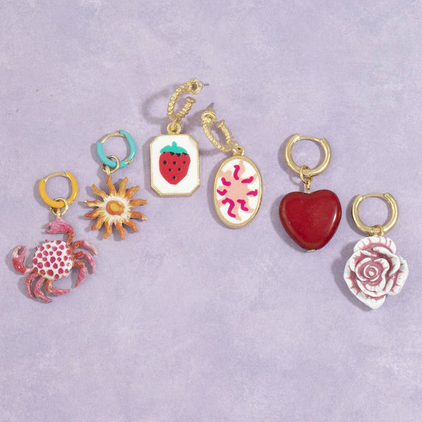 Six Piece Mixed Charm Huggie Hoop Earrings Set