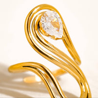 Monarque 18K Gold Plated Non-Tarnish Abstract Oval CZ Ring