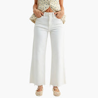 White Slim Scissor Cut Wide Leg Jean