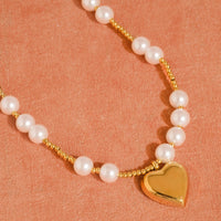 Galilea 18K Non-Tarnish Heart Pearl Necklace
