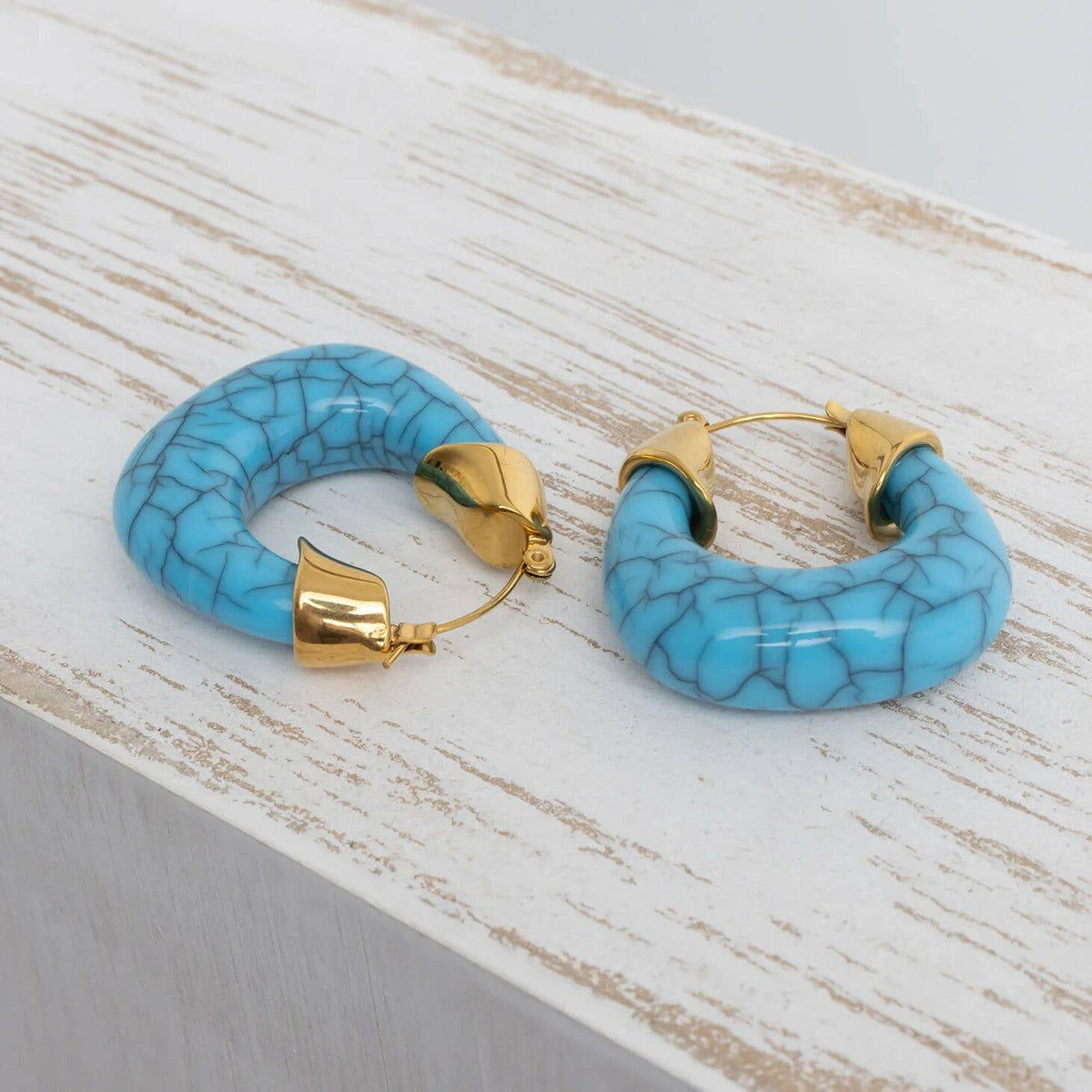 Turquoise Chunky Hoop Earrings