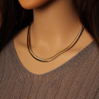Thick Gold herringbone Necklace