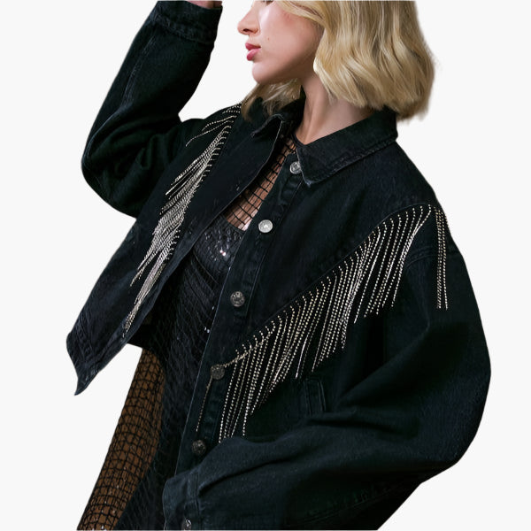 Jewel Fringe Denim Jacket