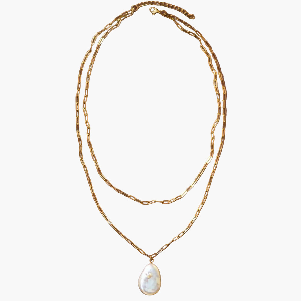 18K Gold Plated Pearl Pendant Necklace