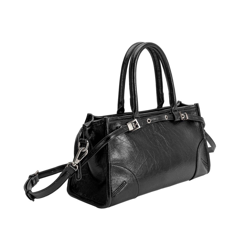 Melie Bianco Rhonda Black Vegan Top Handle Bag