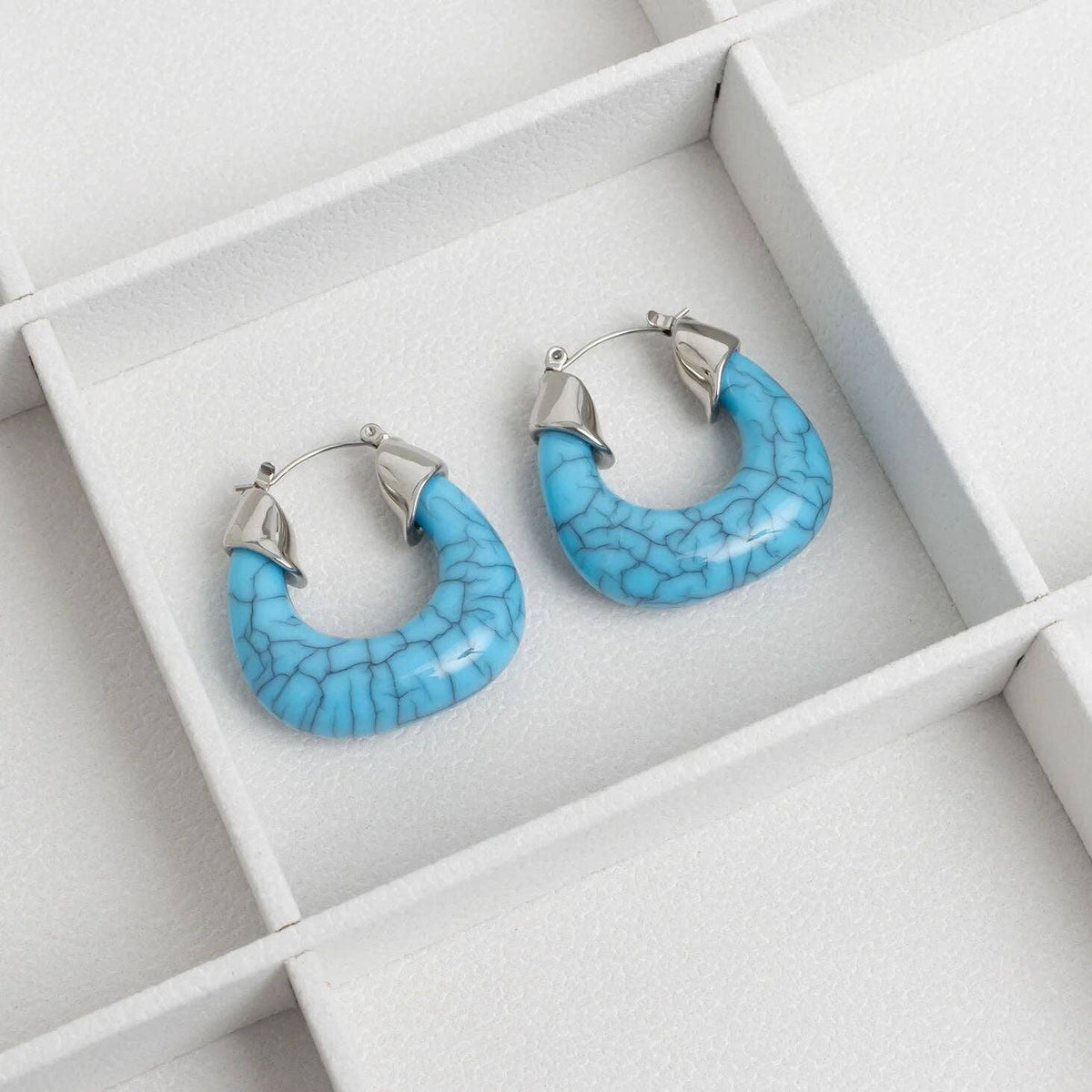 Turquoise Chunky Hoop Earrings