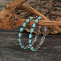 Western Turquoise Stone Hoop Earrings