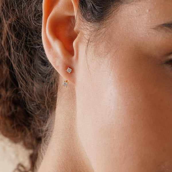 Chic Sterling Silver Front-Back CZ Diamond Earrings