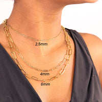 18K Gold Paperclip Chain Necklace -  2.5mm