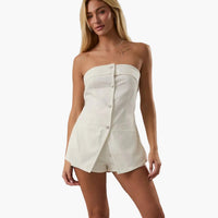 Strapless White Denim Romper