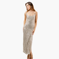 Champagne Sequin Midi Dress