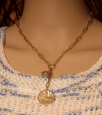 Paperclip Chain Drop Necklace with Multi Charms