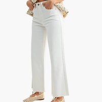White Slim Scissor Cut Wide Leg Jean